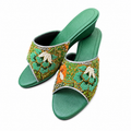 (WG-FLOG) Green Wedges - Green Beaded Flower