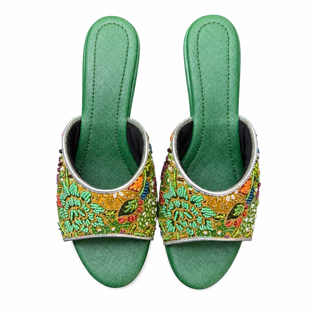 (HG-FLOG) Green Heels - Green Beaded Flower