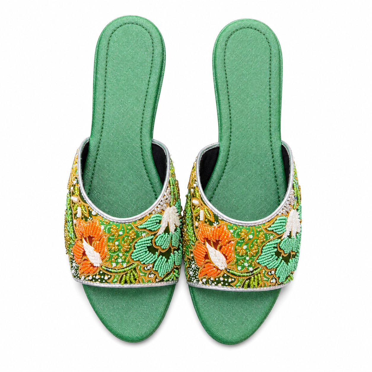 (FG-FLOG) Green Flats - Green Beaded Flower