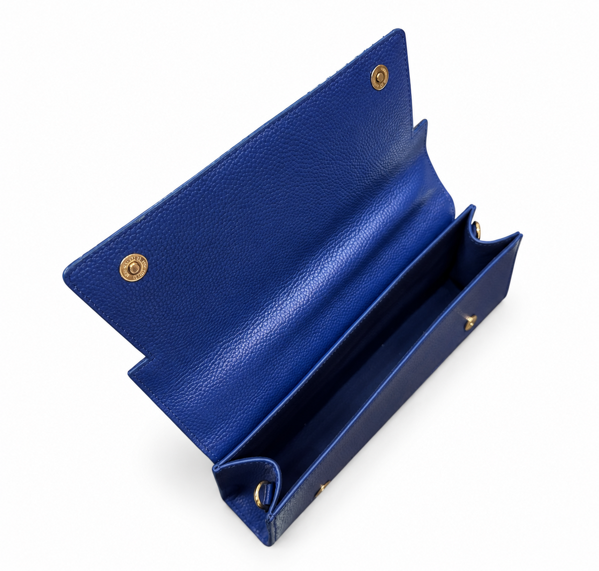 (TTCLTB-BLU-CC) Blue Leather Trapeze Bag Chinese Coin