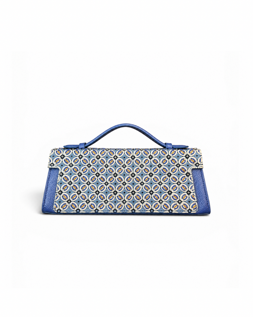 (TTCLTB-BLU-CC) Blue Leather Trapeze Bag Chinese Coin