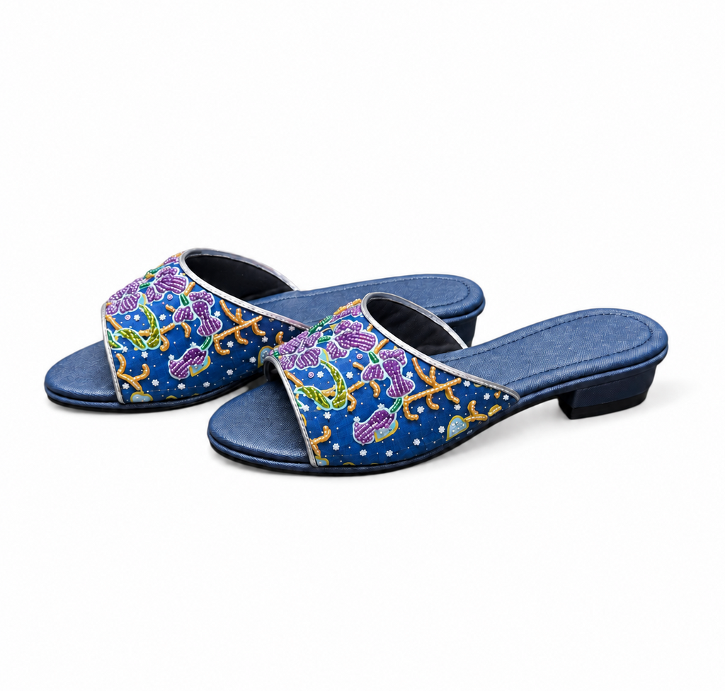 (FBLU-ORPUR) Blue Flats - Purple Beaded Orchid