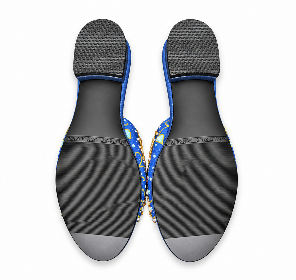 (FBLU-ORPUR) Blue Flats - Purple Beaded Orchid
