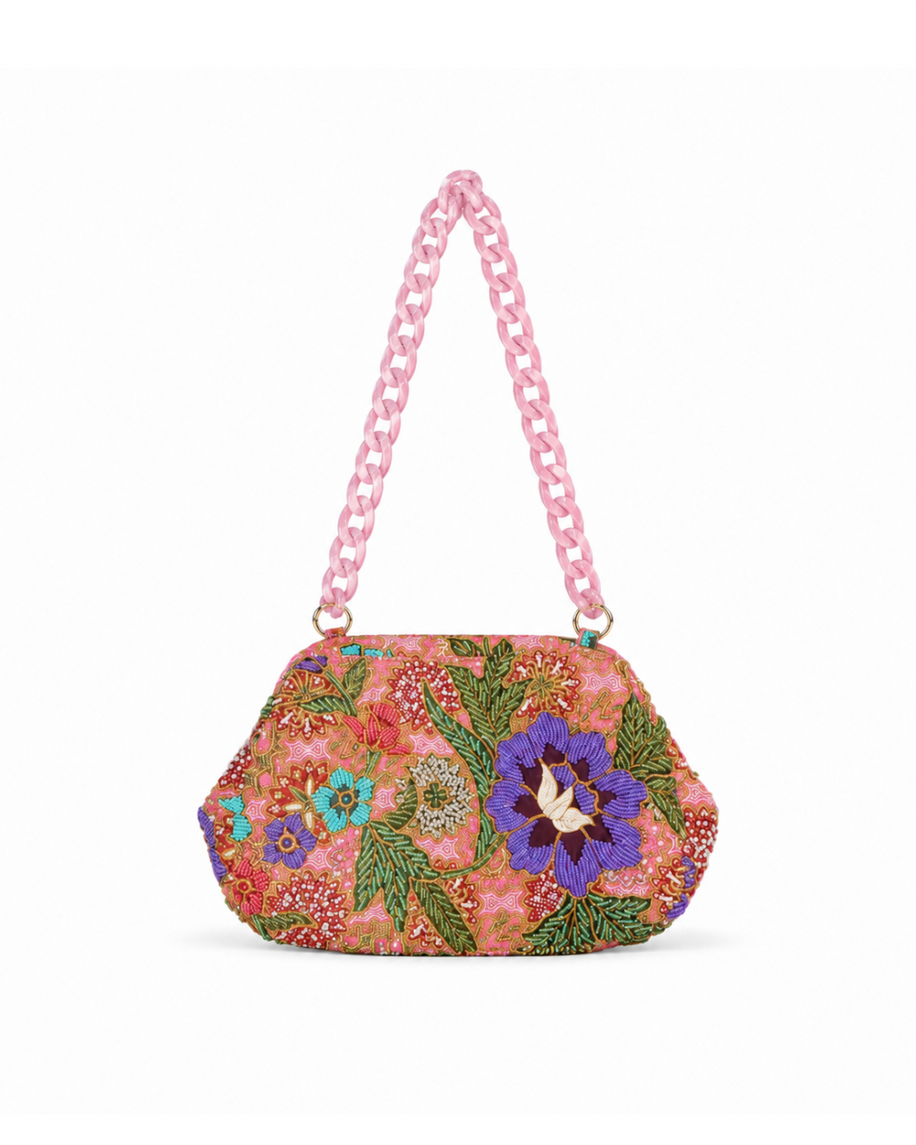 (SHBSRDB-PNK-PFPNK) Pink Small Round Doctor Bag Pink Peony Flower