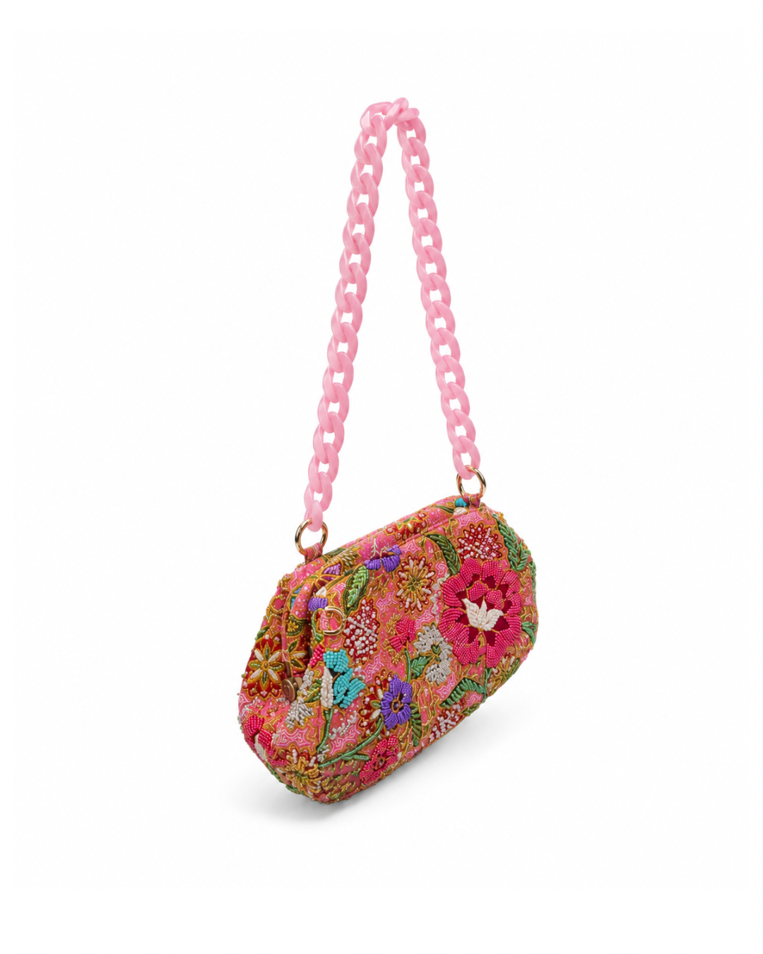 (SHBSRDB-PNK-PFPNK) Pink Small Round Doctor Bag Pink Peony Flower