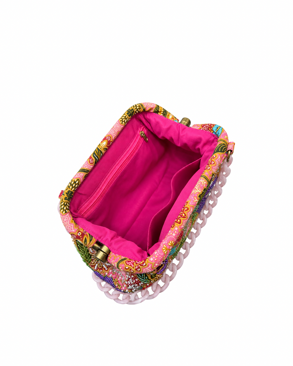 (SHBSRDB-PNK-PFPNK) Pink Small Round Doctor Bag Pink Peony Flower