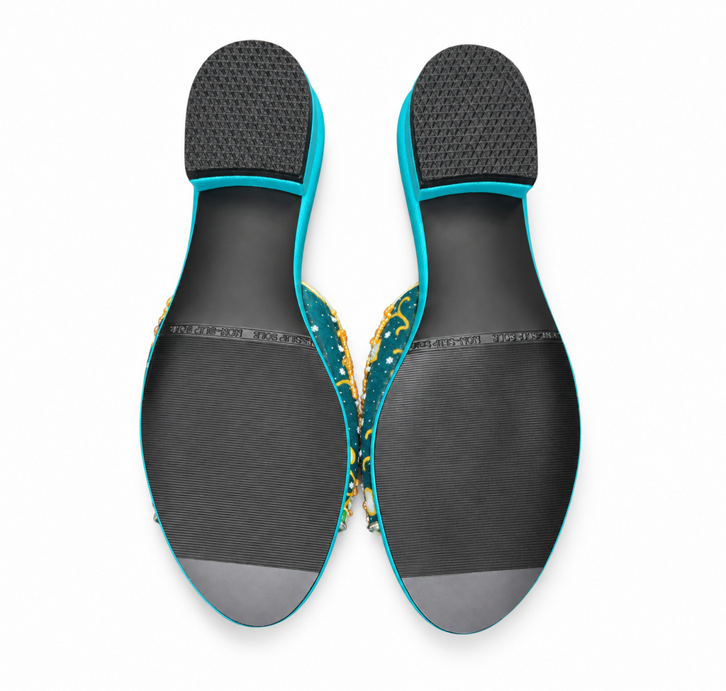 (FTUR-ORPUR) Turquoise Flats - Purple Beaded Orchid