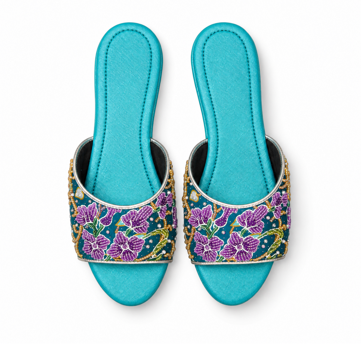 (FTUR-ORPUR) Turquoise Flats - Purple Beaded Orchid