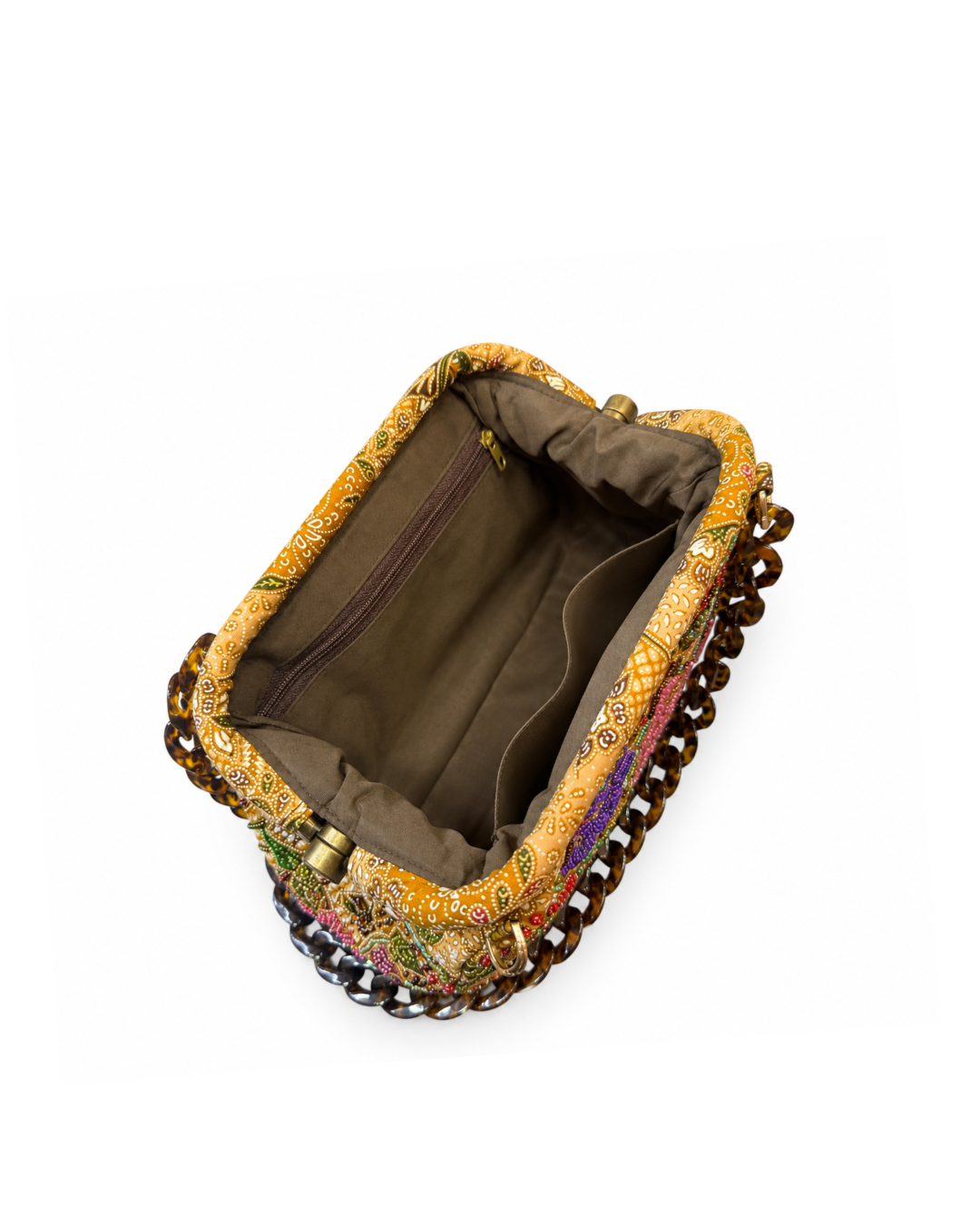 (SHBSRDB-BEI-PFPNKPUR) Beige Small Round Doctor Bag Pink Purple Peony Flower