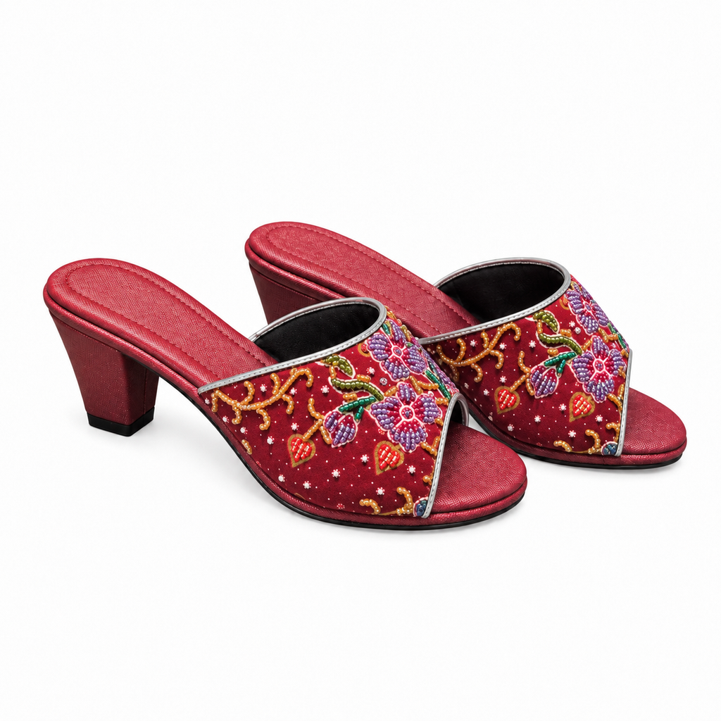 (HMAR-ORPUR) Maroon Heels - Purple Beaded Orchid