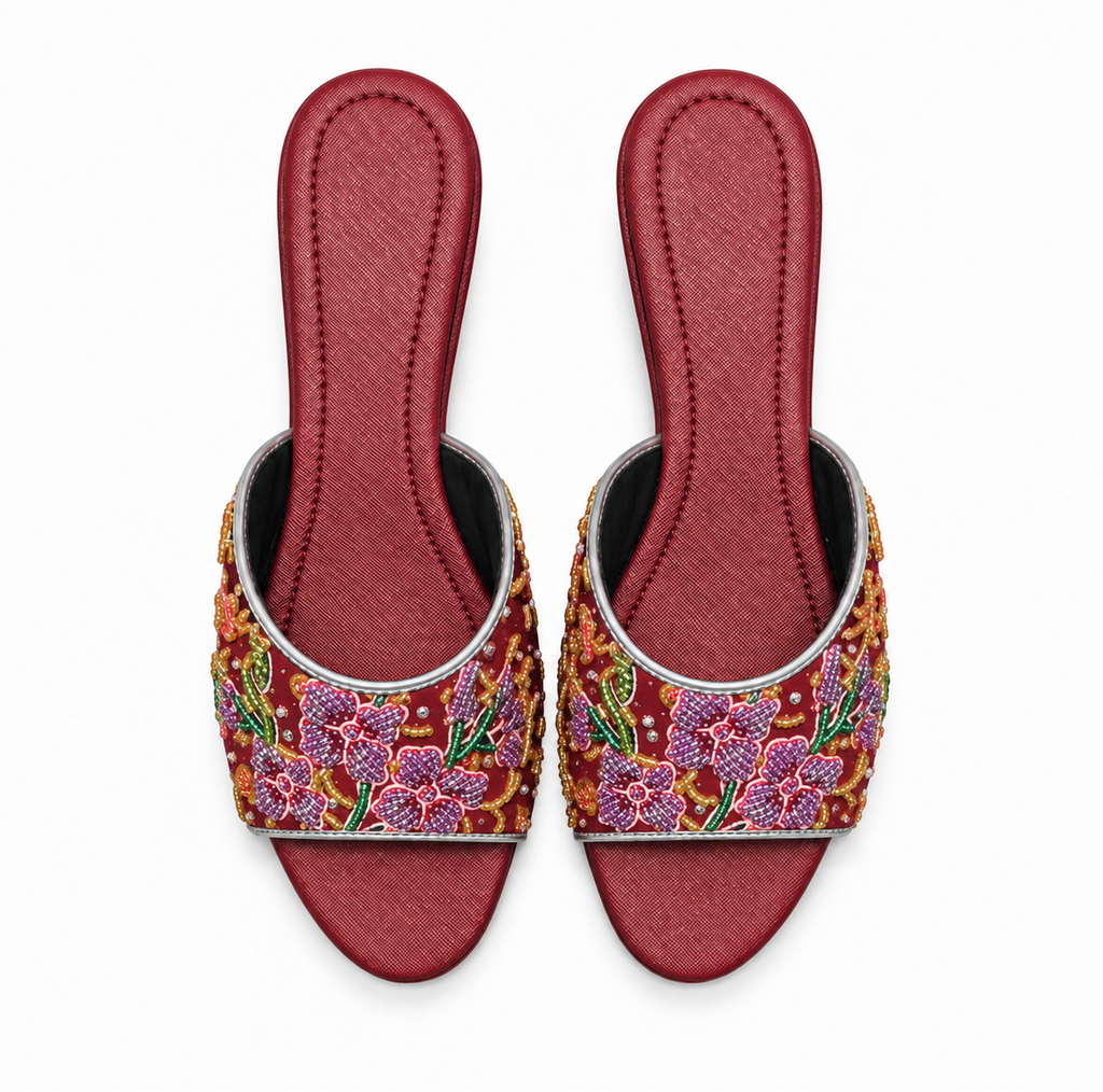 (HMAR-ORPUR) Maroon Heels - Purple Beaded Orchid