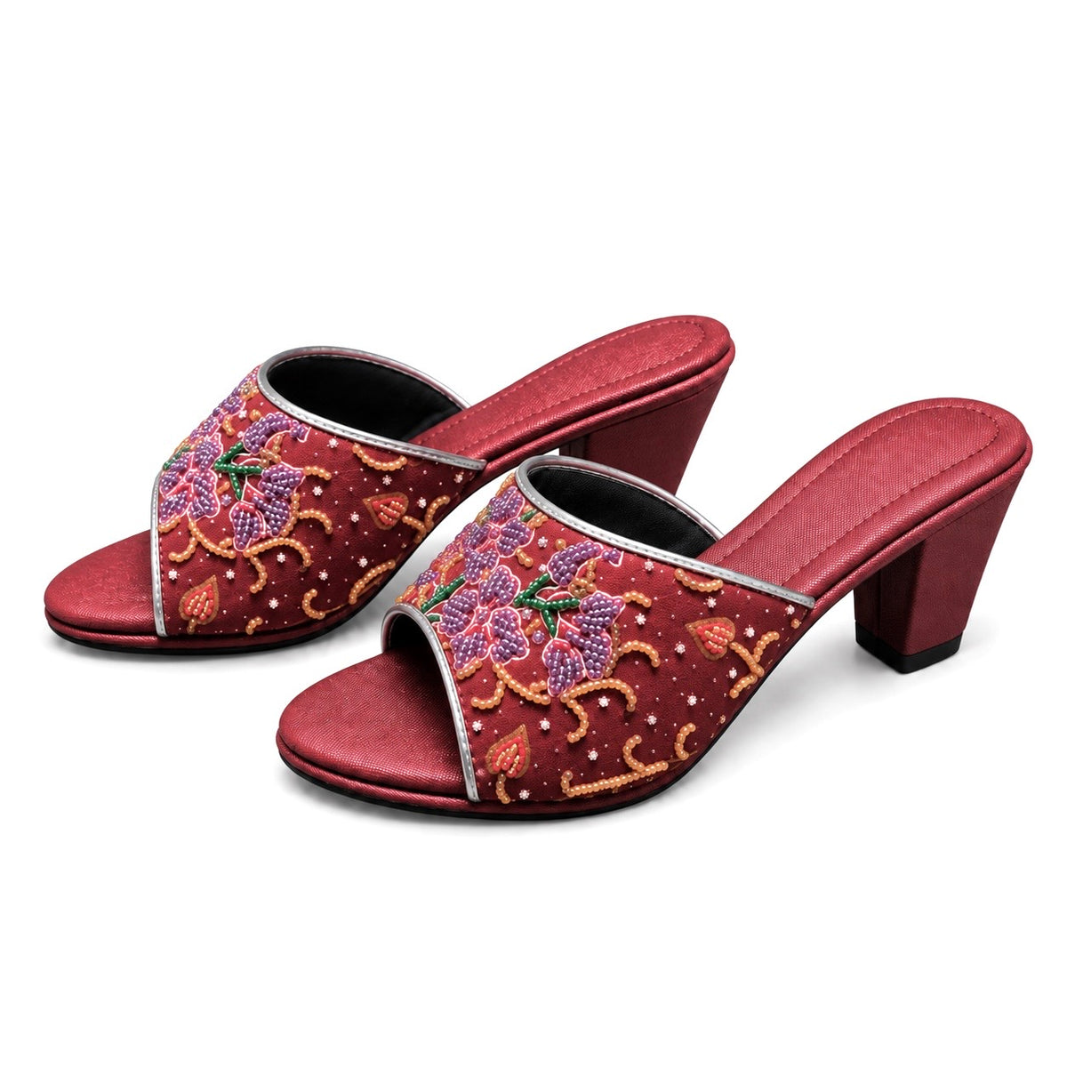 (HMAR-ORPUR) Maroon Heels - Purple Beaded Orchid
