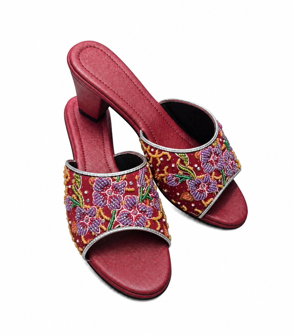(HMAR-ORPUR) Maroon Heels - Purple Beaded Orchid