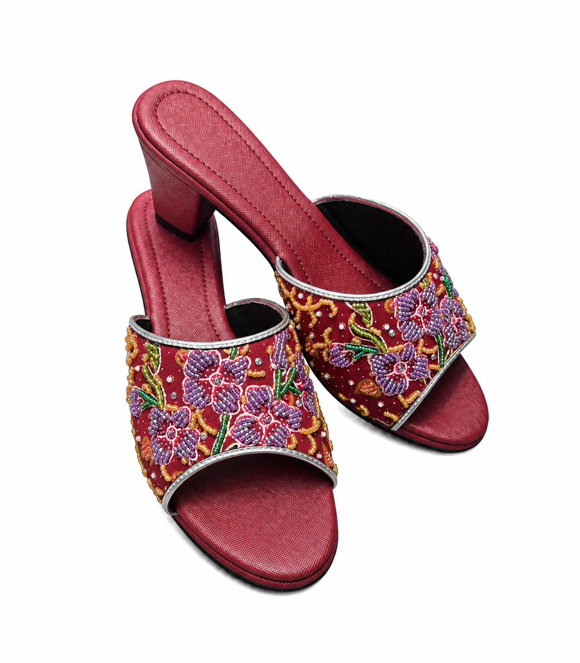 (HMAR-ORPUR) Maroon Heels - Purple Beaded Orchid