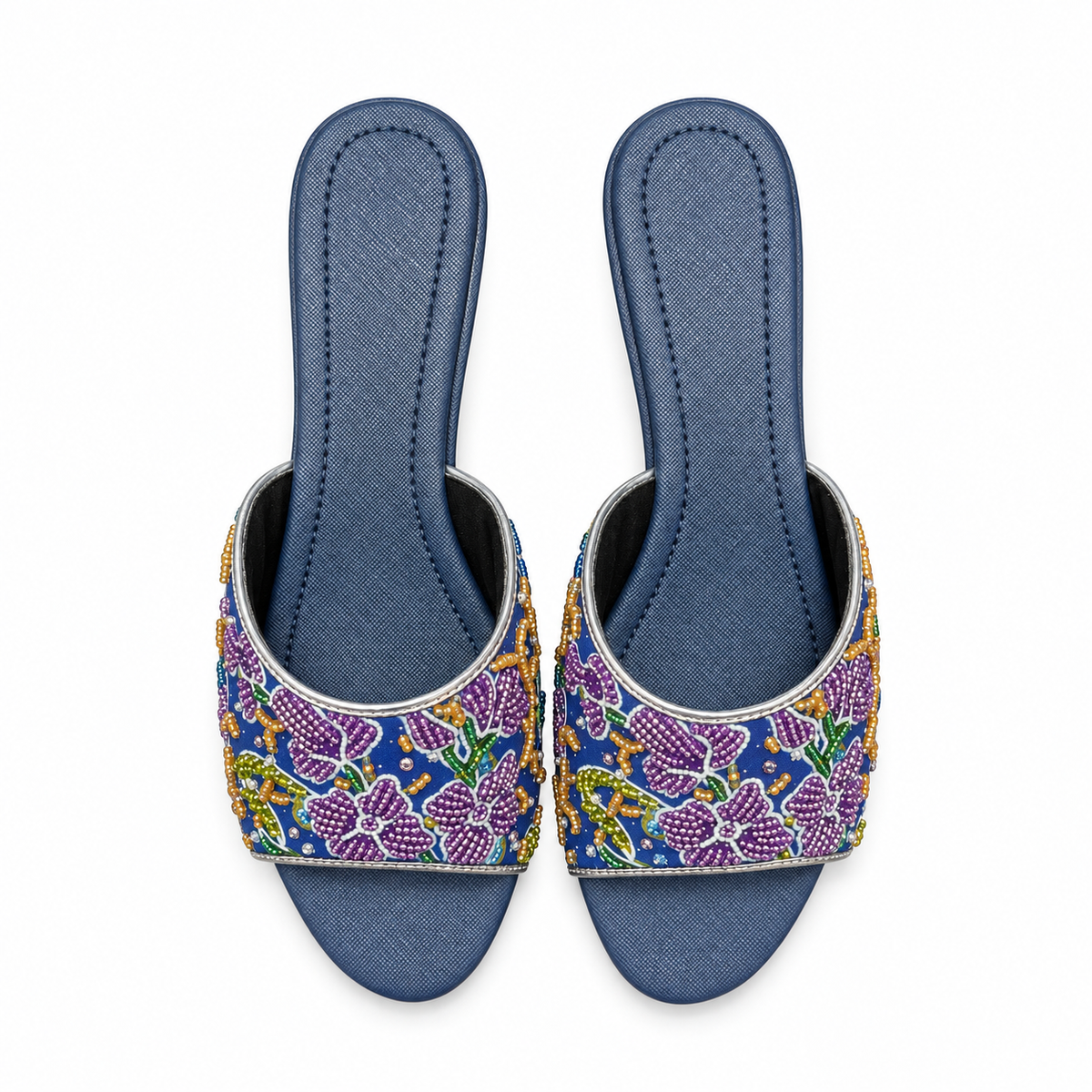(HBLU-ORPUR) Blue Heels - Purple Beaded Orchid