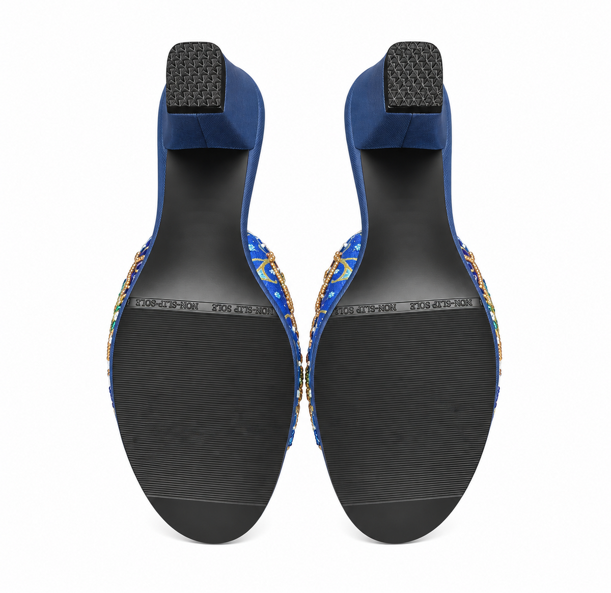 (HBLU-ORPUR) Blue Heels - Purple Beaded Orchid