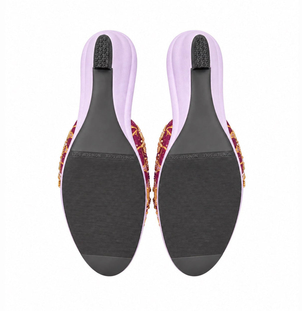 (WPUR-ORRED) Purple Wedges - Red Beaded Orchid
