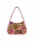 (SHBLSB-LPN-PFYLWPNK) Light Pink Leather Shoulder Bag Yellow Pink Peony Flower