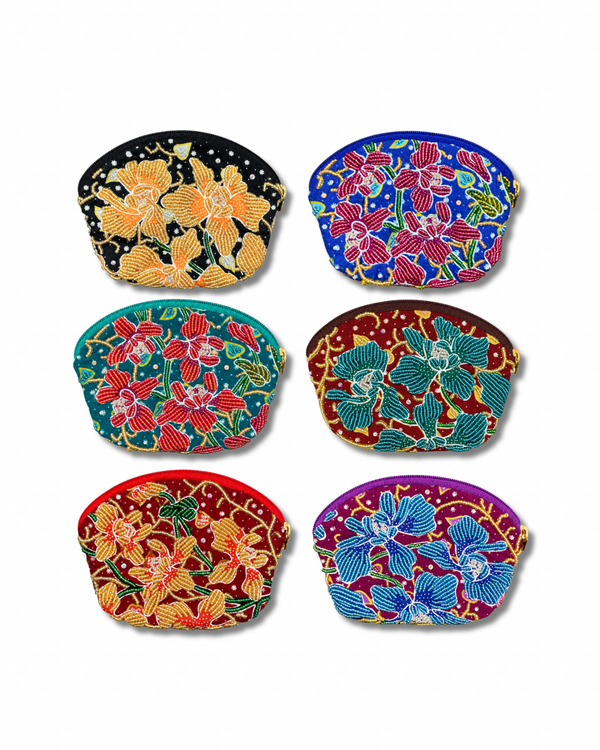 Orchid Fan-Shape Coin Pouch