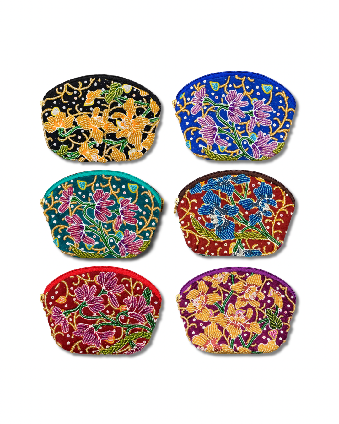 Orchid Fan-Shape Coin Pouch