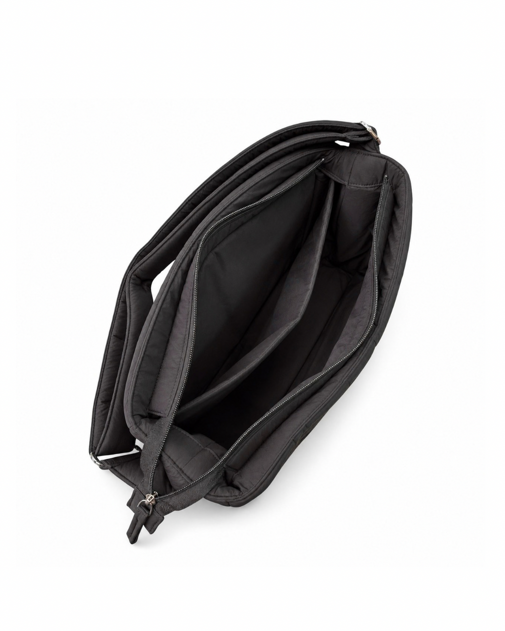 (LTBPEWTB-BLK-FF) Black Puffer Flower Fish Embroidery Shoulder & Crossbody Work Tote Bag