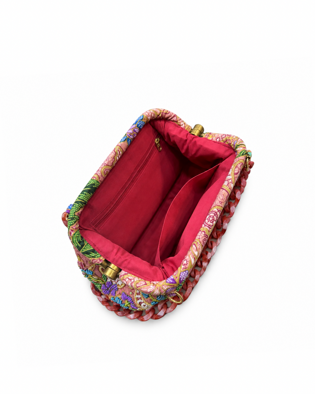 (SHBSRDB-PCH-PFPUR) Peach Small Round Doctor Bag Purple Peony Flower