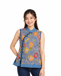 (TSSB-BT-BLU) Blue Botanicals Sleeveless Shanghai Blouse