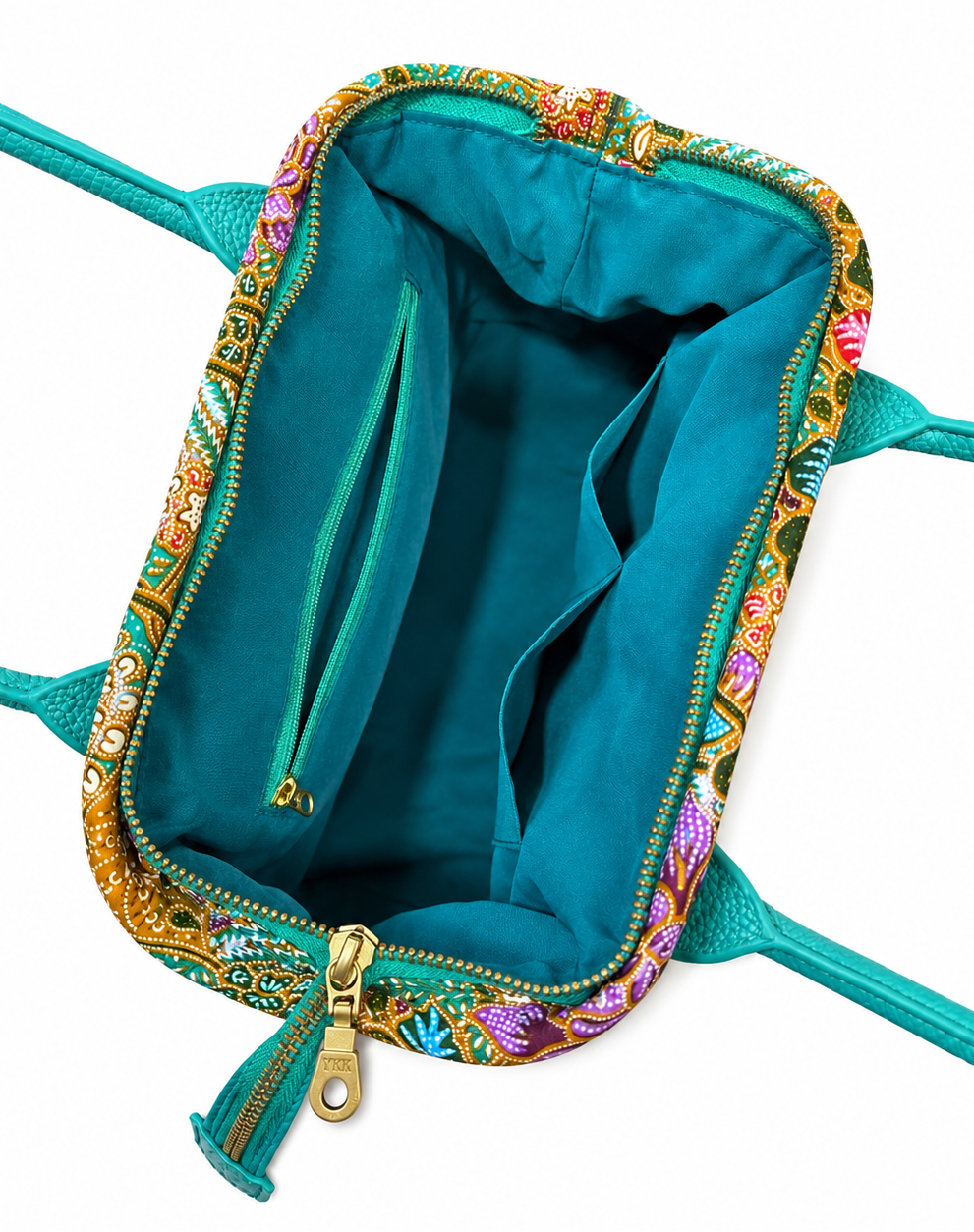 (SHBLDB-TUR-PF) Turquoise Leather Doctor Bag Peony Flower