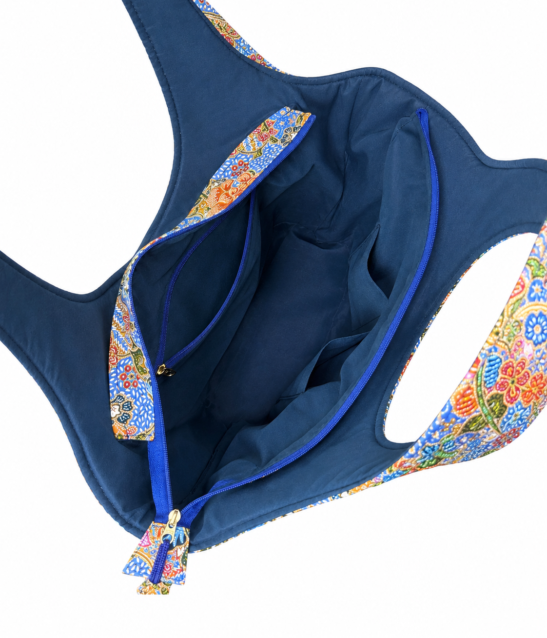 (TTCOTB-BLU-PF) Blue Oval Tote Bag Peony Flower
