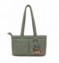 (TTCPEBB-FF-GRN) Green Puffer Flower Fish Embroidery Boston Bag