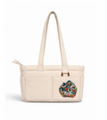 (TTCPEBB-FF-CRM) Cream Puffer Flower Fish Embroidery Boston Bag