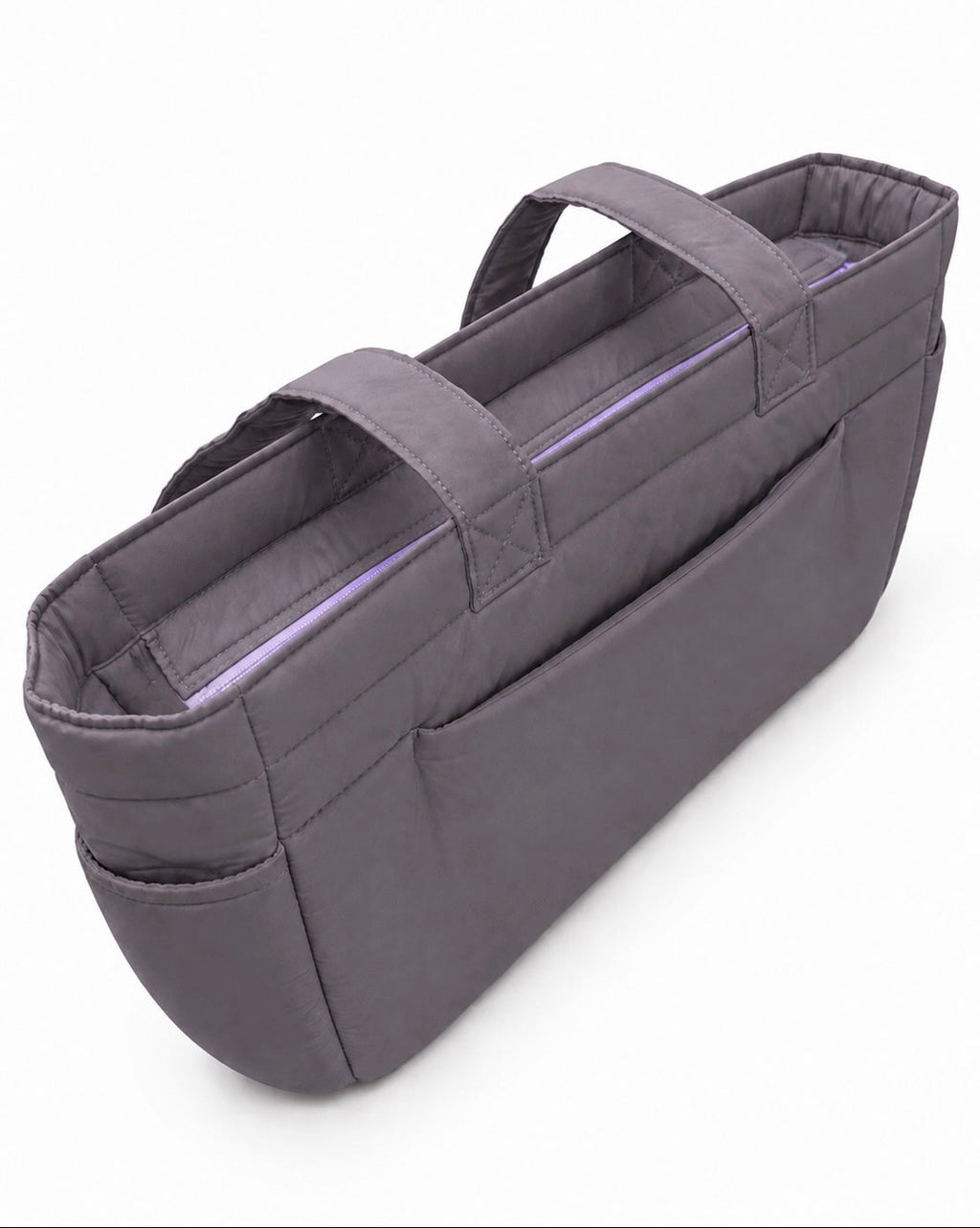 (TTCPEBB-FF-DUP) Dusty Purple Puffer Flower Fish Embroidery Boston Bag