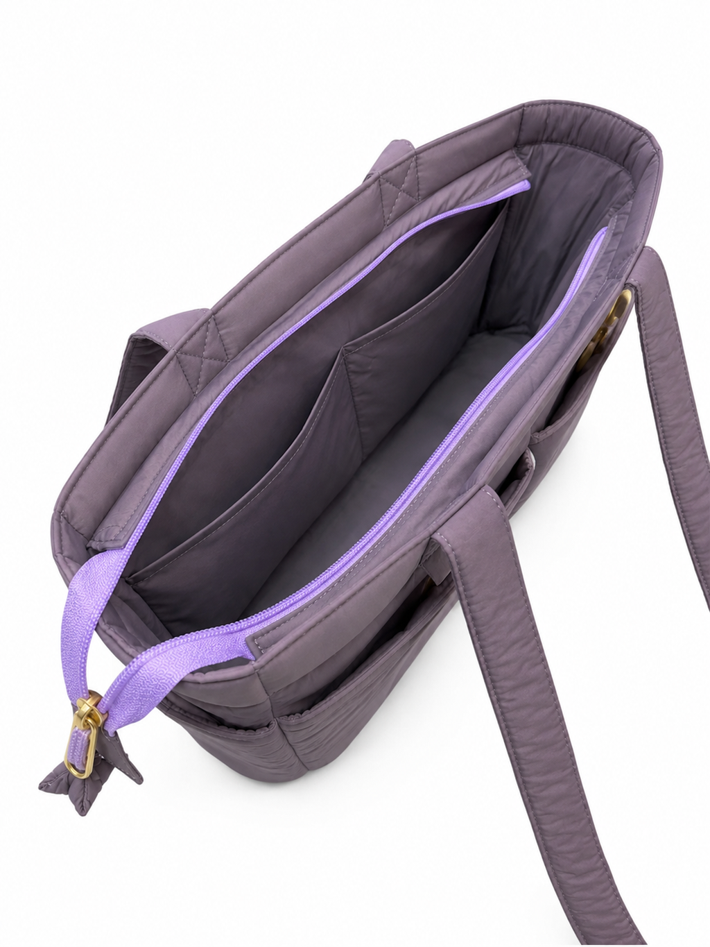 (TTCPEBB-FF-DUP) Dusty Purple Puffer Flower Fish Embroidery Boston Bag