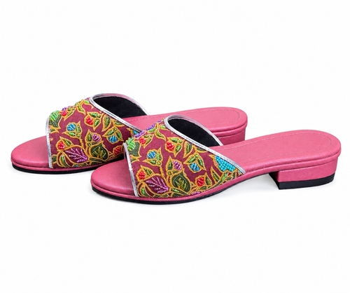 (FM-FLOPU) Maroon Flats - Purple Beaded Flower