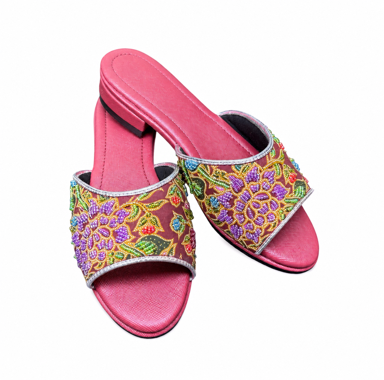 (FM-FLOPU) Maroon Flats - Purple Beaded Flower