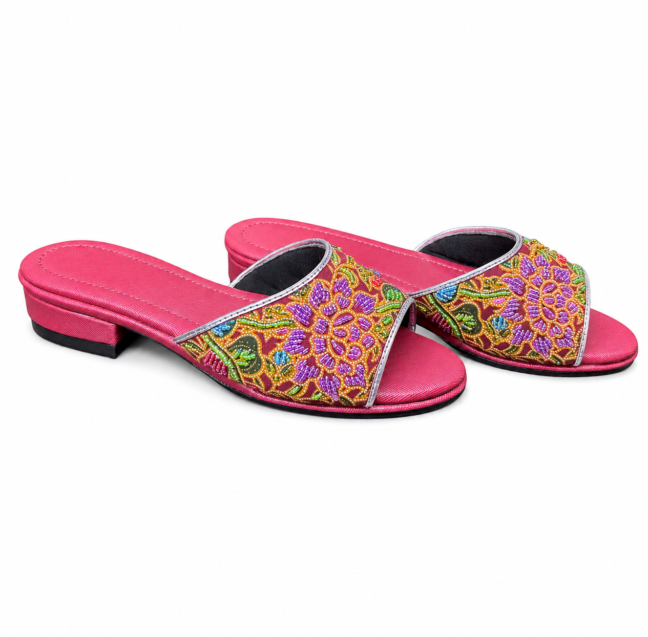 (FM-FLOPU) Maroon Flats - Purple Beaded Flower