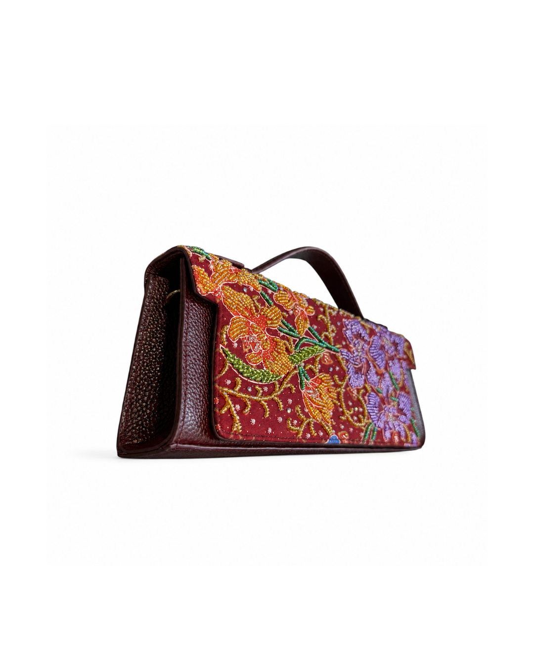 (TTCLTB-ORORGPUR-MAR) Orange Purple Orchid Maroon Leather Trapeze Bag