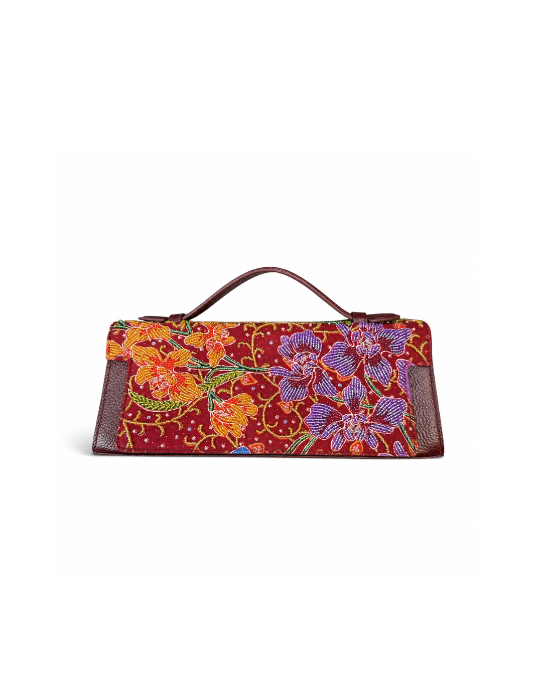 (TTCLTB-ORORGPUR-MAR) Orange Purple Orchid Maroon Leather Trapeze Bag