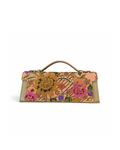 (TTCLTB-PFYLWPNK-BEI) Yellow Pink Peony Flower Beige Leather Trapeze Bag