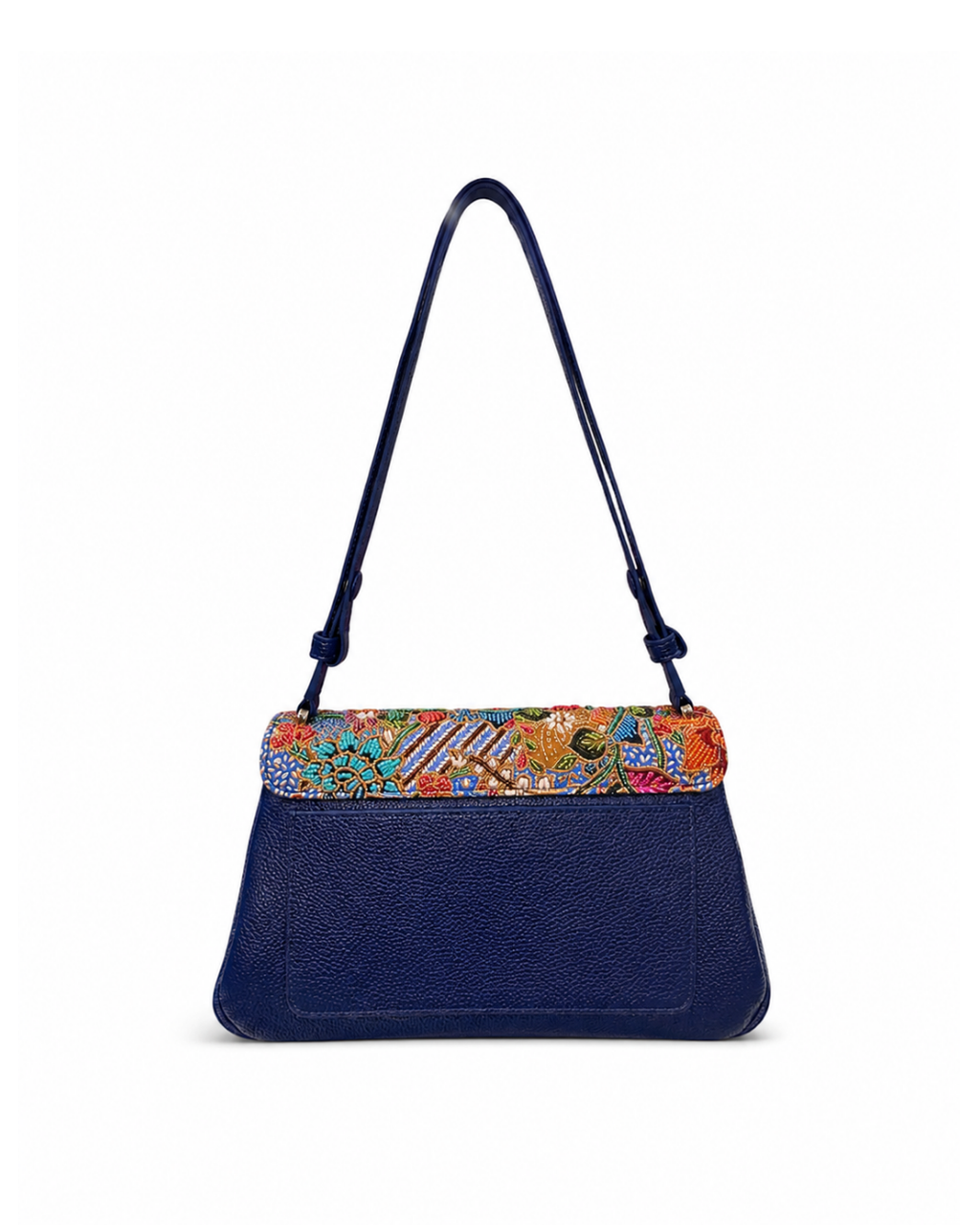 (CBLGB-PFTURPNK-BLU) Turquoise Pink Peony Flower Blue Leather Gusset Shoulder & Crossbody Bag