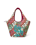 (TTCOTB-MAR-ORTURGRN) Maroon Oval Tote Bag Turquoise Green Orchid