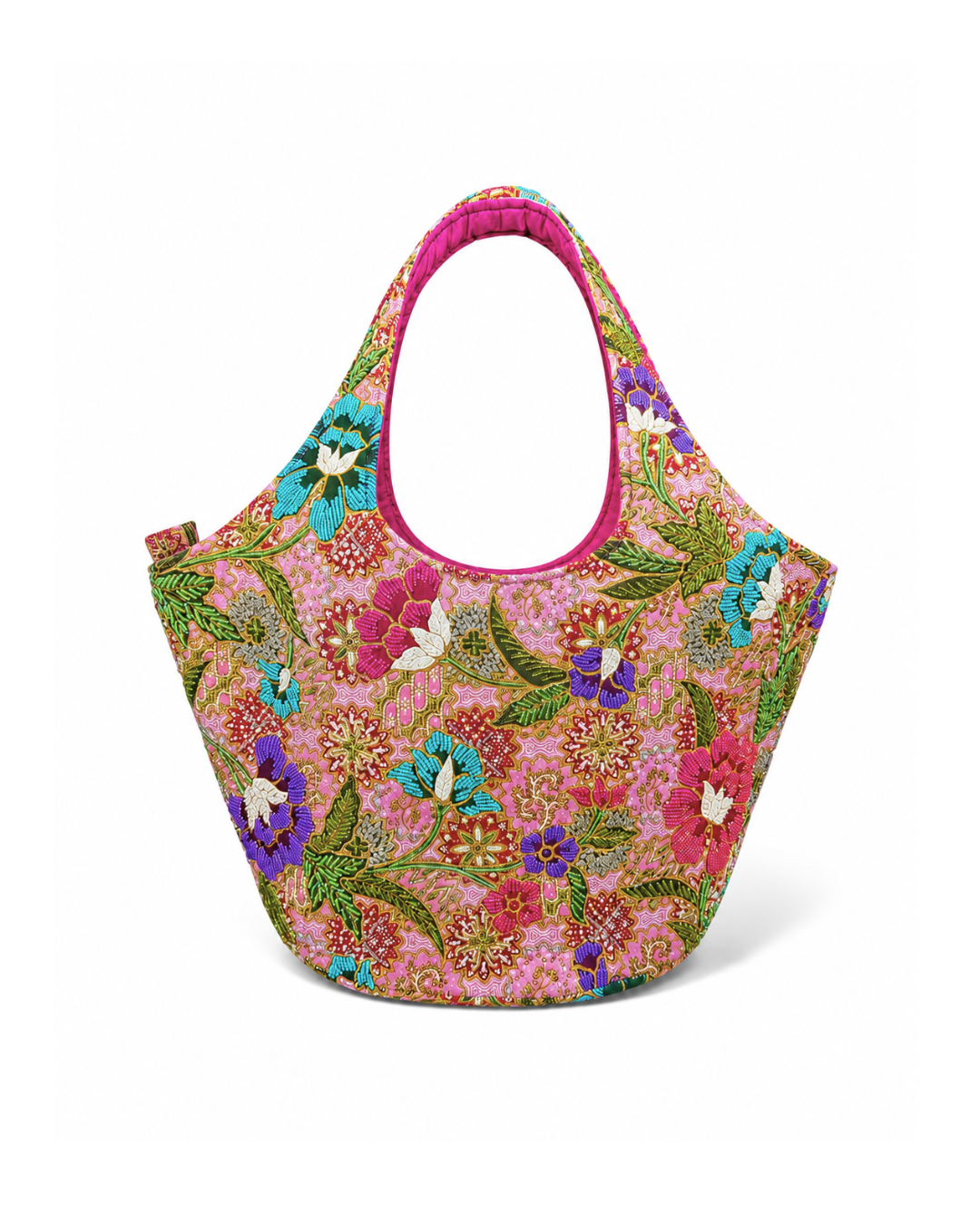 (TTCOTB-PNK-PF) Pink Oval Tote Bag Peony Flower