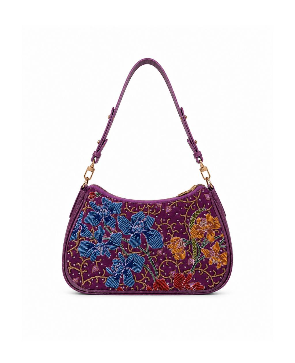 (SHBLSB-ORBLUORG-PUR) Blue Orange Orchid Purple Leather Shoulder Bag
