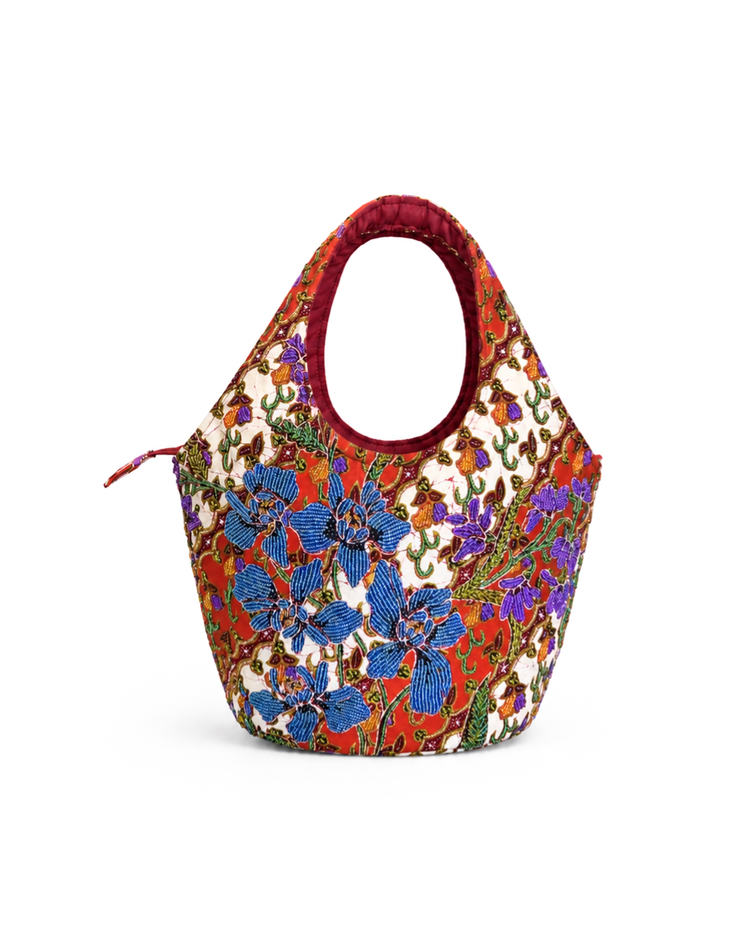(TTCRTB-ORBLUPUR-RED) Blue Purple Orchid Red Round Tote Bag