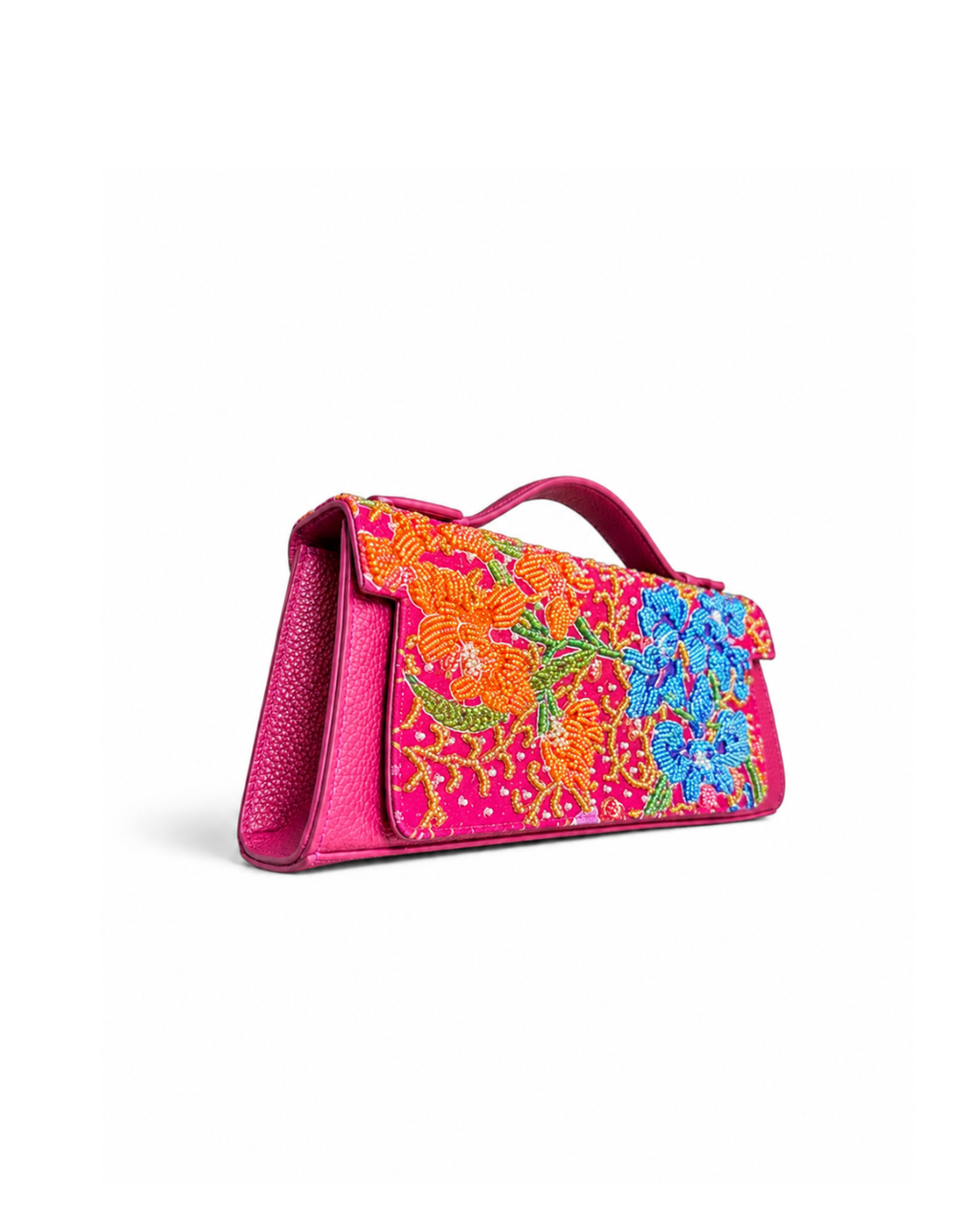 (TTCLTB-ORBLUORG-PNK) Blue Orange Orchid Pink Leather Trapeze Bag