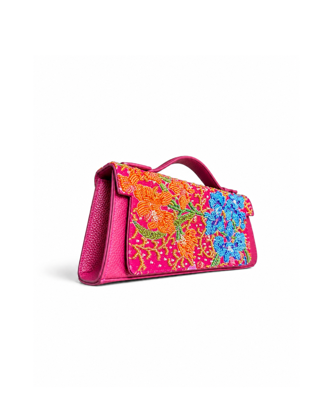 (TTCLTB-ORBLUORG-PNK) Blue Orange Orchid Pink Leather Trapeze Bag