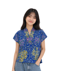 (TKB-OR-BLU) Blue Orchid Kimono Blouse