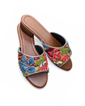 (FBRN-ORBLURED) Brown Flats - Blue Red Beaded Orchid