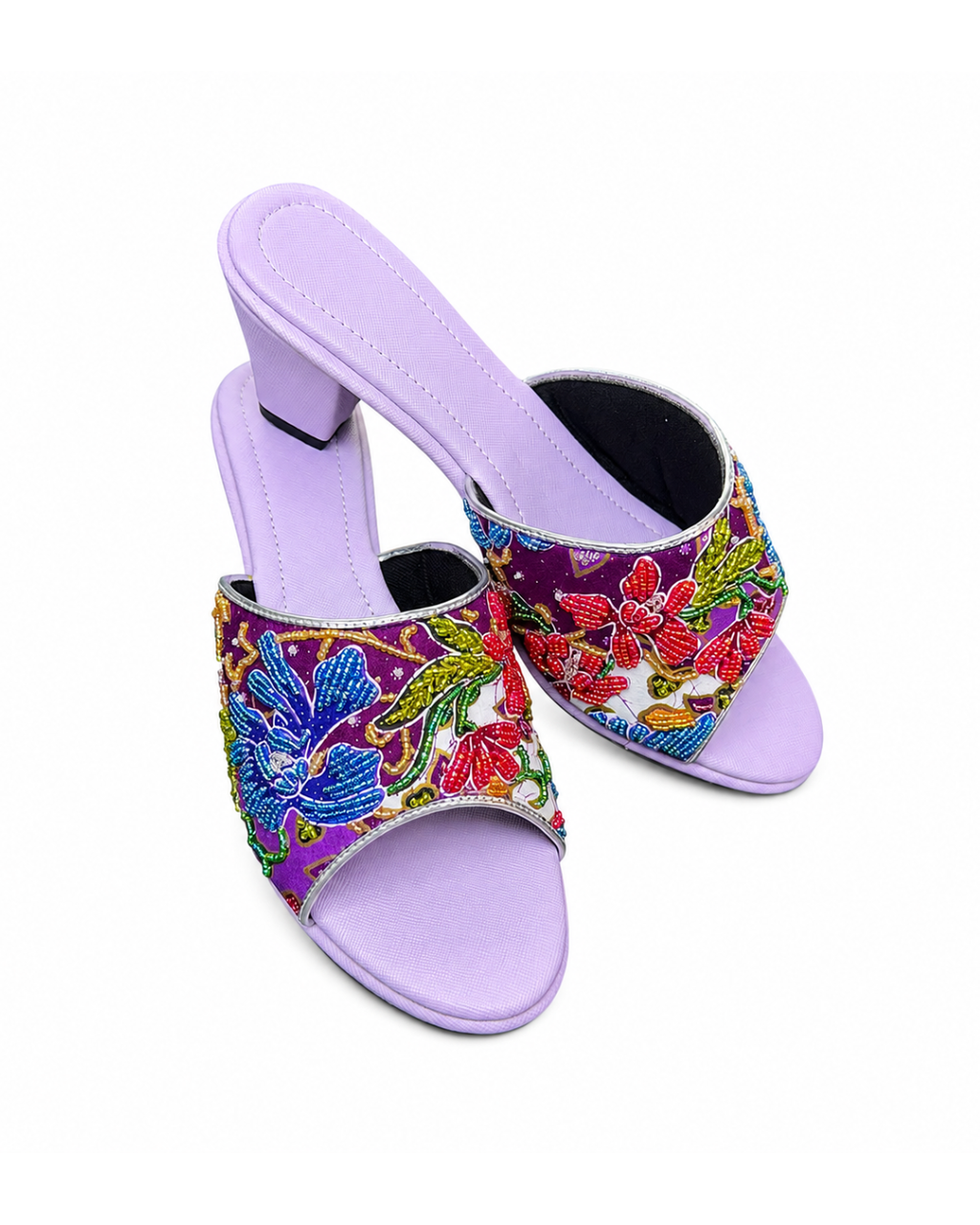 (HPUR-ORBLURED) Purple Heels - Blue Red Beaded Orchid