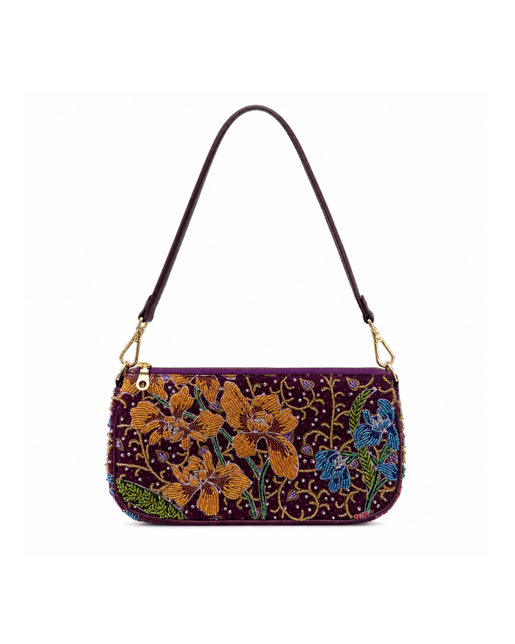 (SHBMLPB-ORYLWBLU-PUR) Yellow Blue Orchid Purple Medium Leather Pochette Bag